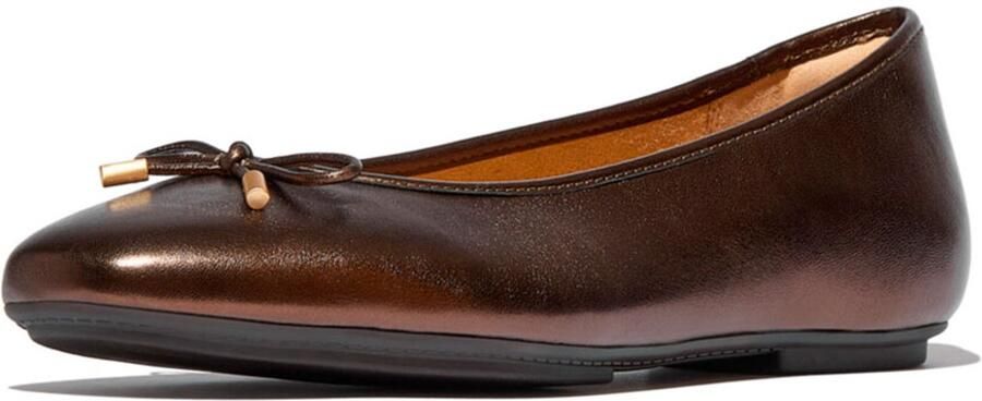 FitFlop Delicato Bow Soft Metallic Ballerina´s Bruin Vrouw