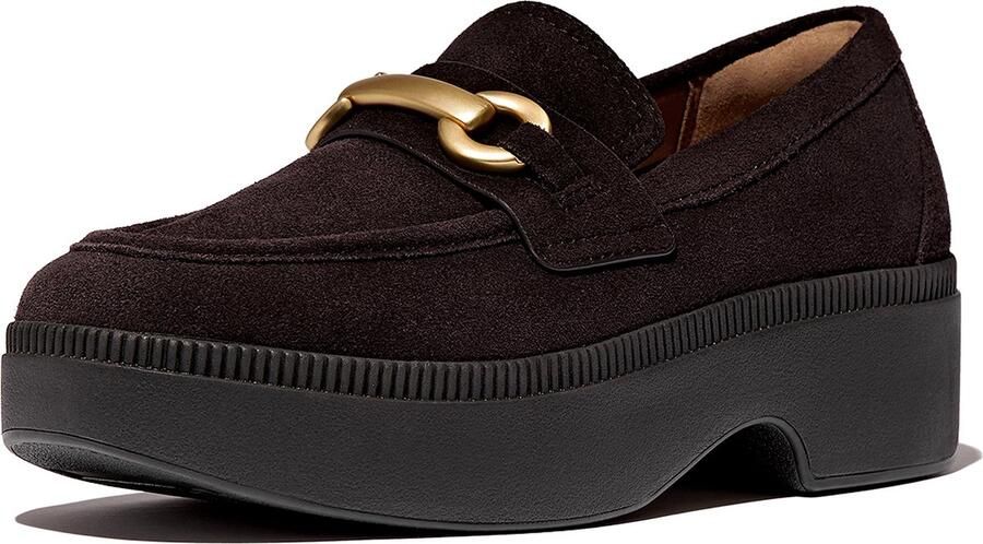 FitFlop F-Luma Chunky-Snaffle Suede Demi-Wedge Loafers BRUIN - Foto 2