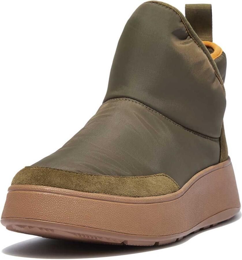 FitFlop F-Mode Biofleece Nylon Flatform Bootie Sneakers GROEN