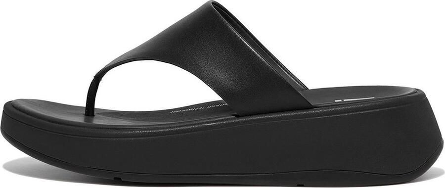 FitFlop F-Mode Leather Flatform Toe-Post Sandals ZWART - Foto 2