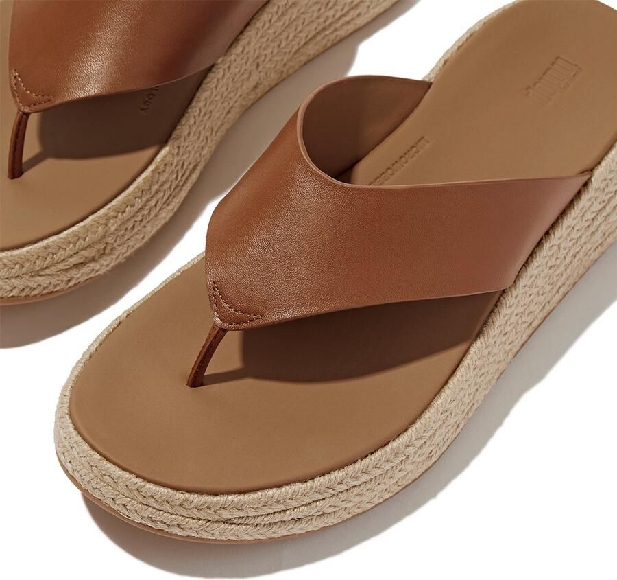 FitFlop F-Mode Espadrille Leather Flatform T Post Sandals BRUIN