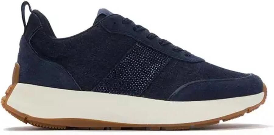 FitFlop F-Mode Flow Crystal Denim Suede Sneakers Dames Sneakers Donker Denim