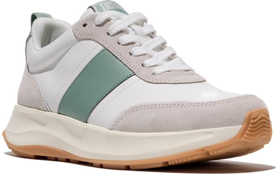 FitFlop F-Mode Flow Sneaker Leather & Suede Mix WIT