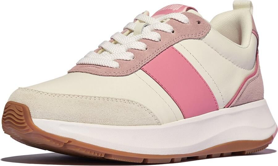 FitFlop F-Mode Flow Sneaker Leather & Suede Mix WIT