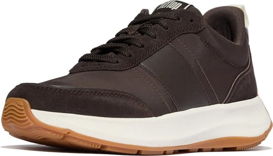 FitFlop Women F-Mode Flow Sneaker Nylon Suede Mix Chocolate Brown Cream - Foto 2