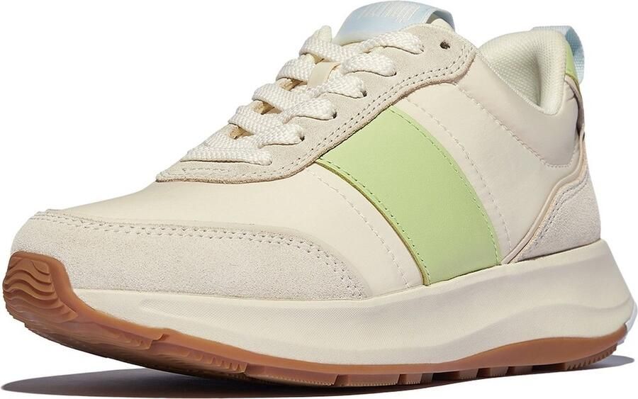FitFlop F-Mode Flow Sneaker Nylon & Suede Mix GROEN