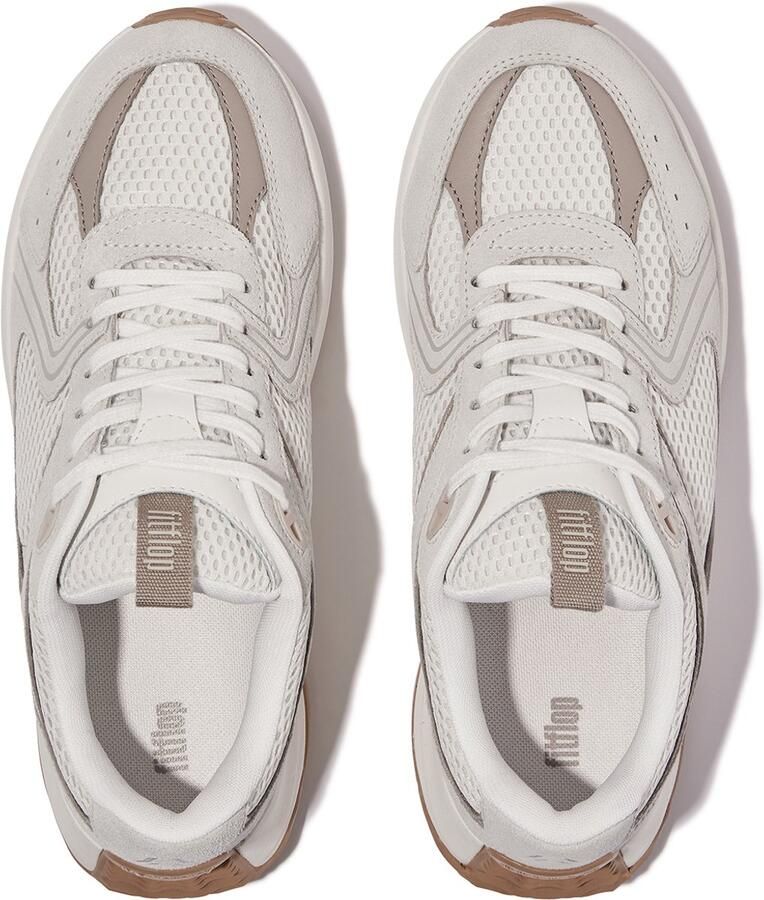 FitFlop F-Mode Flow Suede Mesh Leather Flatform Sneakers WIT - Foto 2