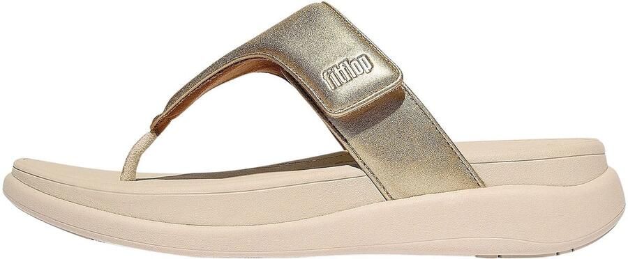 FitFlop F-Mode Go Adjustable Flatform Toe-Post Sandals Dames Slippers Metallic Beige - Foto 2