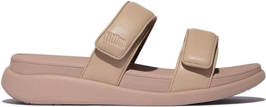 FitFlop F-mode Go dames sandalen beige verstelbaar platte zool