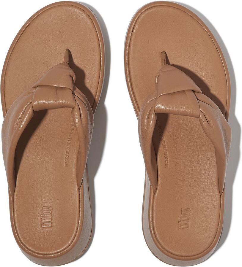 FitFlop F-Mode Knot Soft-Leather Flatform Toe-Post Sandals BRUIN