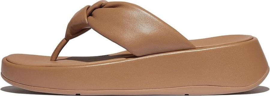 FitFlop F-Mode Knot Soft-Leather Flatform Toe-Post Sandals BRUIN