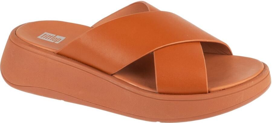 FitFlop Damen Sandalen F-Mode Leather Flatform Cross Slides FW5 Light Tan - Foto 3