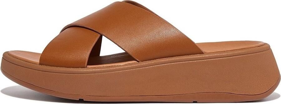 FitFlop Damen Sandalen F-Mode Leather Flatform Cross Slides FW5 Light Tan - Foto 6