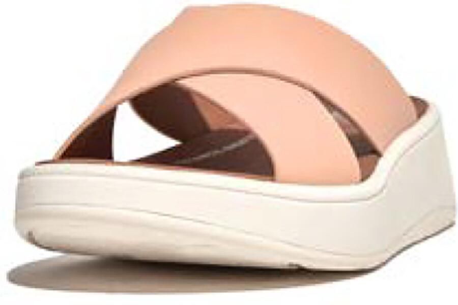 FitFlop F-Mode Leather Flatform Cross Slides ROZE