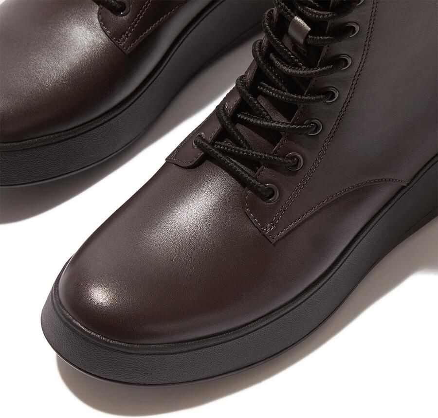 FitFlop F-Mode Leather Lace-Up Flatform Ankle Boots BRUIN - Foto 2