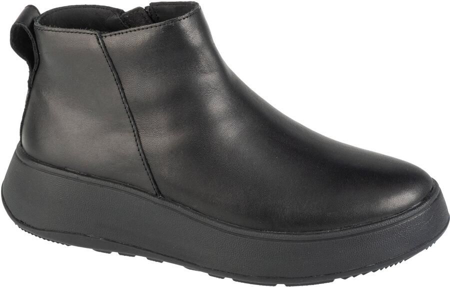 FitFlop F-mode Leather Flatform Zip Ankle Laarzen Zwart Vrouw
