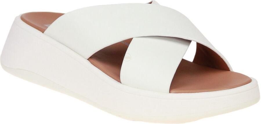FitFlop F-Mode Leather Flatform Cross Slides BEIGE - Foto 4