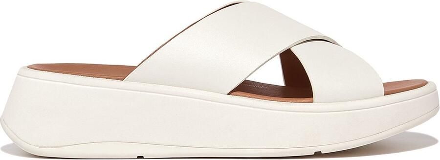 FitFlop F-Mode Leather Flatform Cross Slides BEIGE - Foto 8