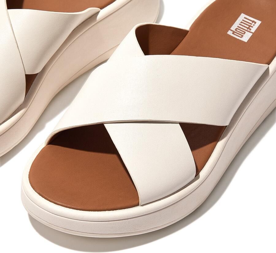FitFlop F-Mode Leather Flatform Cross Slides BEIGE - Foto 2
