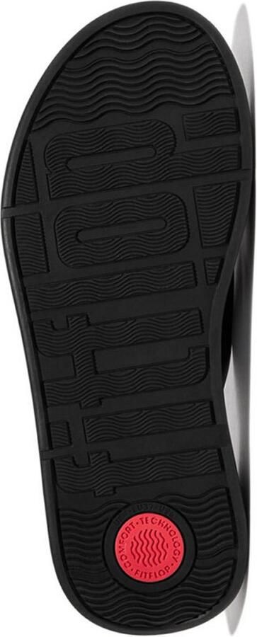 FitFlop F-Mode Leather Flatform Cross Slides ZWART - Foto 6