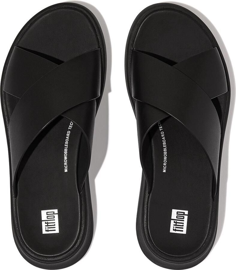 FitFlop Lulu Cross Slide Sandals Leather Dames Sandalen Zwart - Foto 12