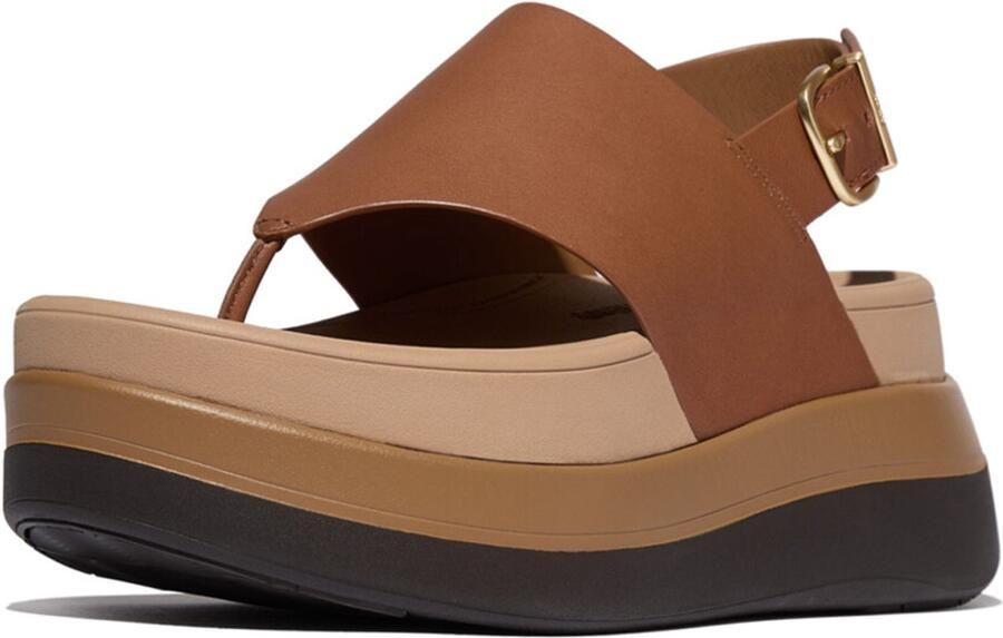 FitFlop F-Mode Stack Leather Back-Strap Toe-Post Sandals BRUIN