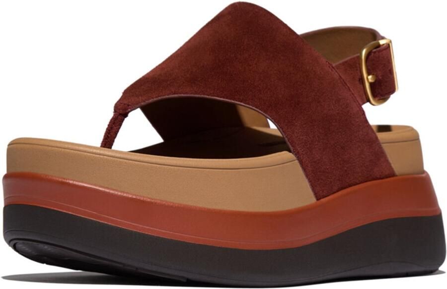 FitFlop F-Mode Stack Suede Back-Strap Toe-Post Sandals