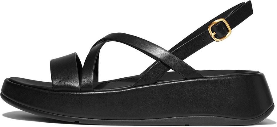 FitFlop F-Mode Leather Flatform Strappy Back-Strap Sandals ZWART - Foto 3