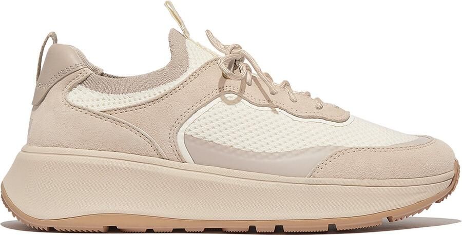 FitFlop F-Mode Suede Knit Flatform Slip-On Laced Sneakers BEIGE