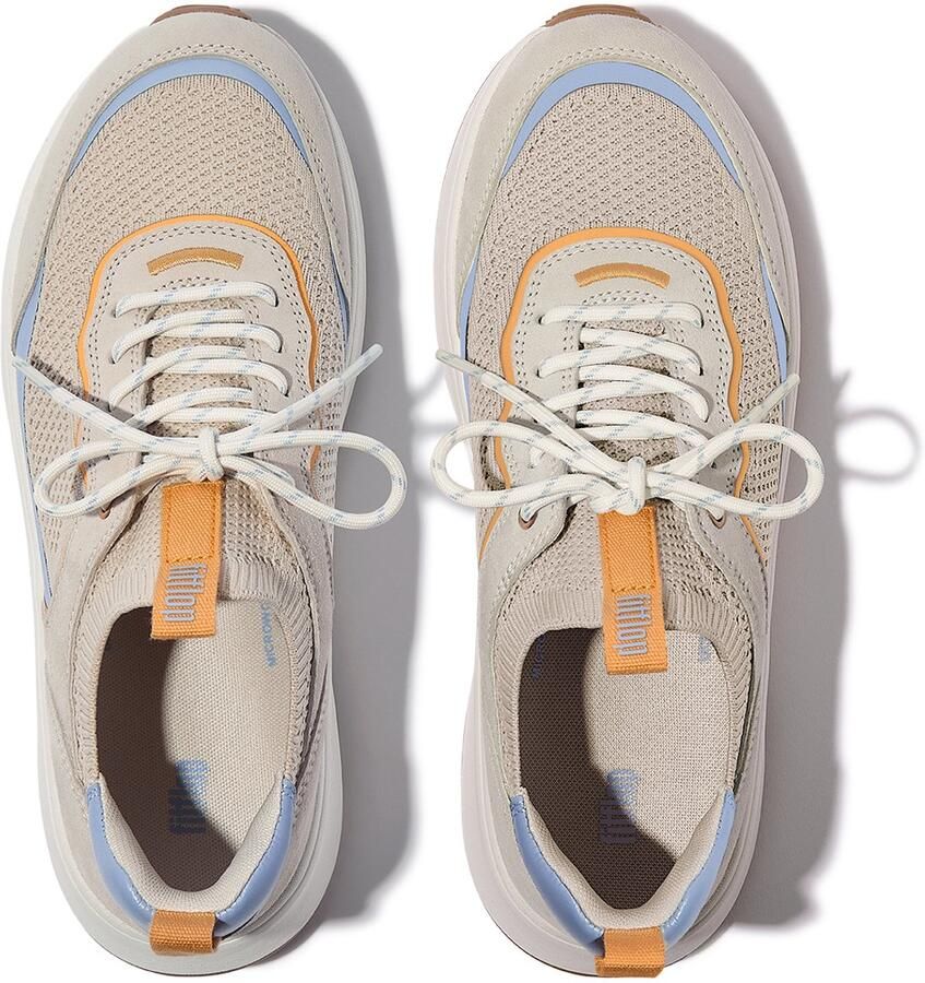 FitFlop F-Mode Suede Knit Flatform Slip-On Laced Sneakers BEIGE