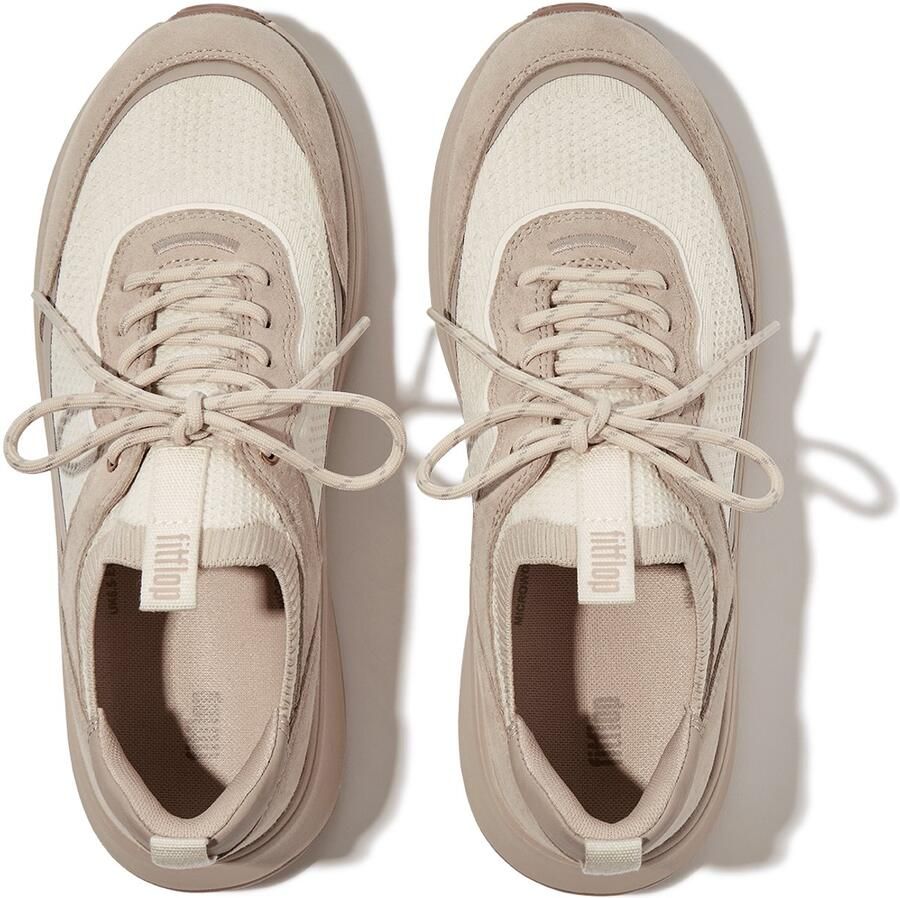 FitFlop F-Mode Suede Knit Flatform Slip-On Laced Sneakers BEIGE - Foto 2