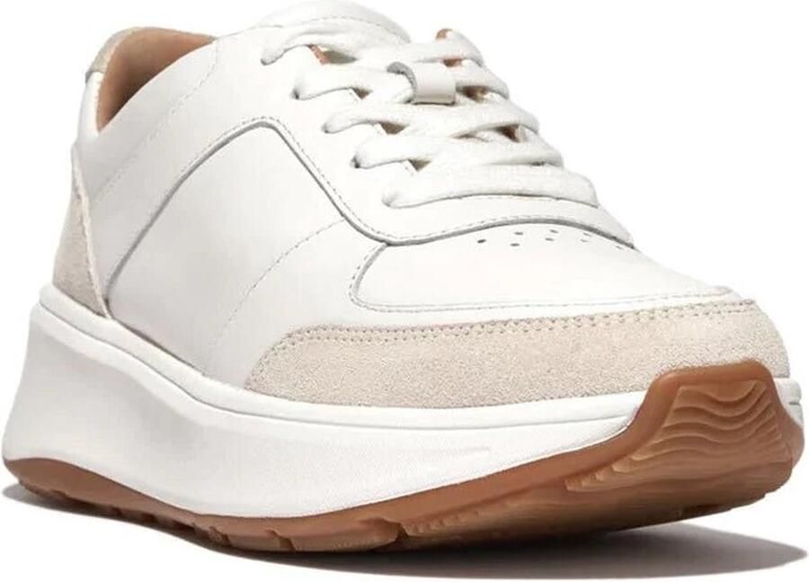 FitFlop F-Mode Leather Suede Flatform Sneakers WIT - Foto 3