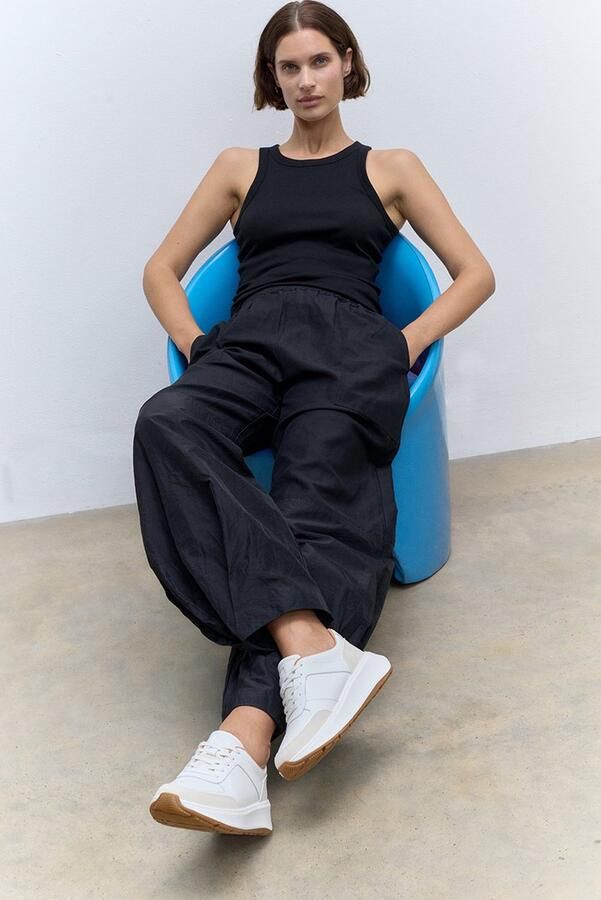 FitFlop F-Mode Leather Suede Flatform Sneakers WIT - Foto 4