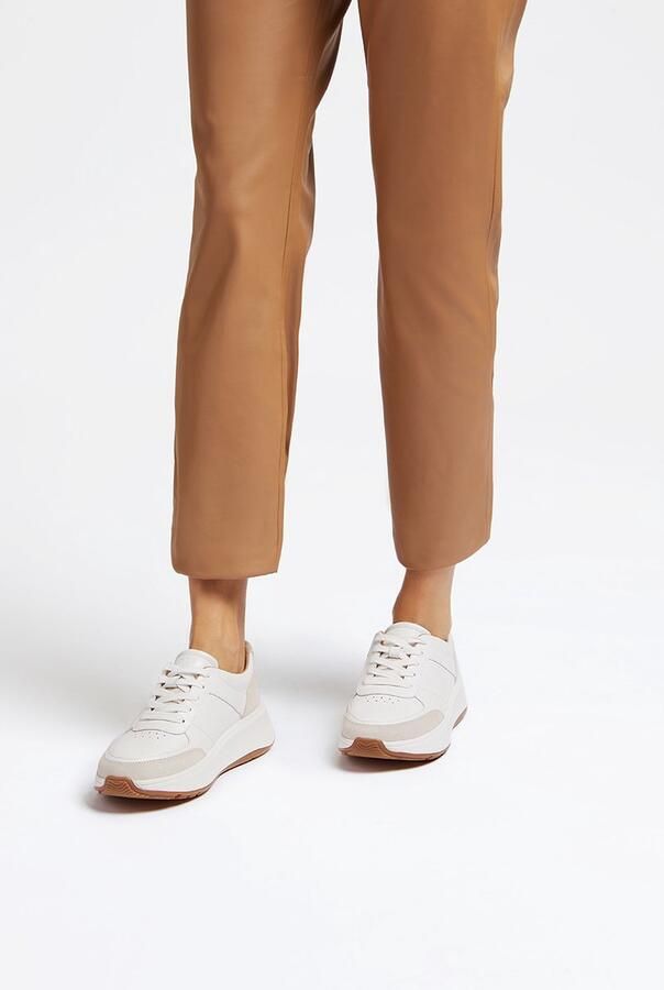 FitFlop F-Mode Leather Suede Flatform Sneakers WIT - Foto 4