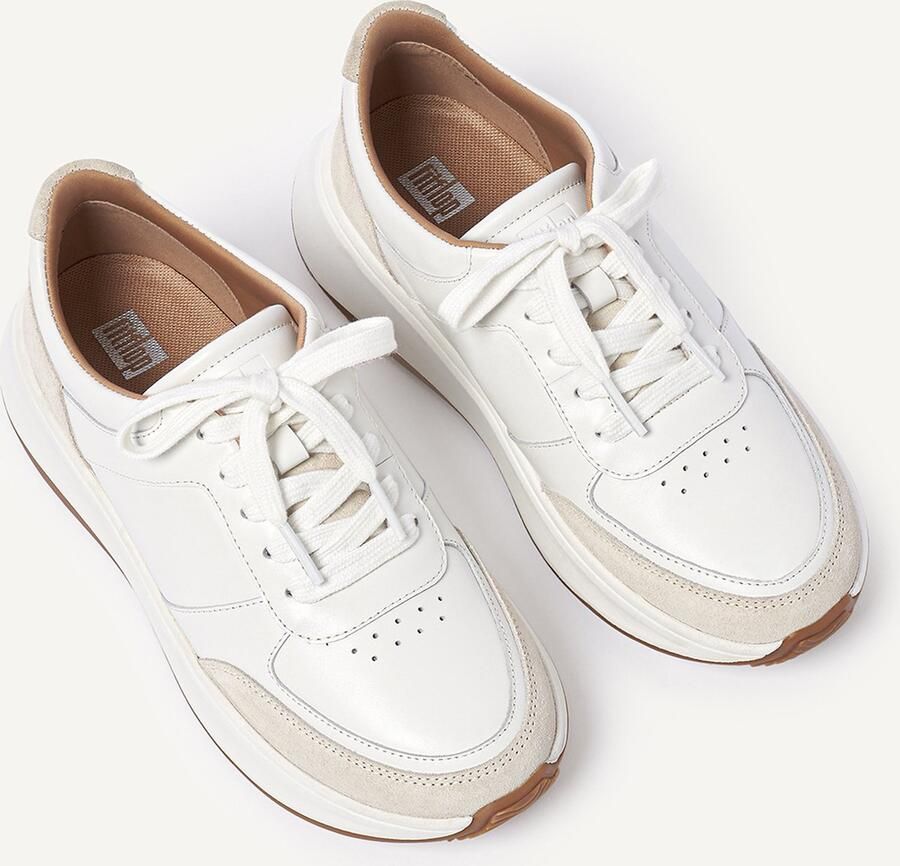 FitFlop F-Mode Leather Suede Flatform Sneakers WIT - Foto 3