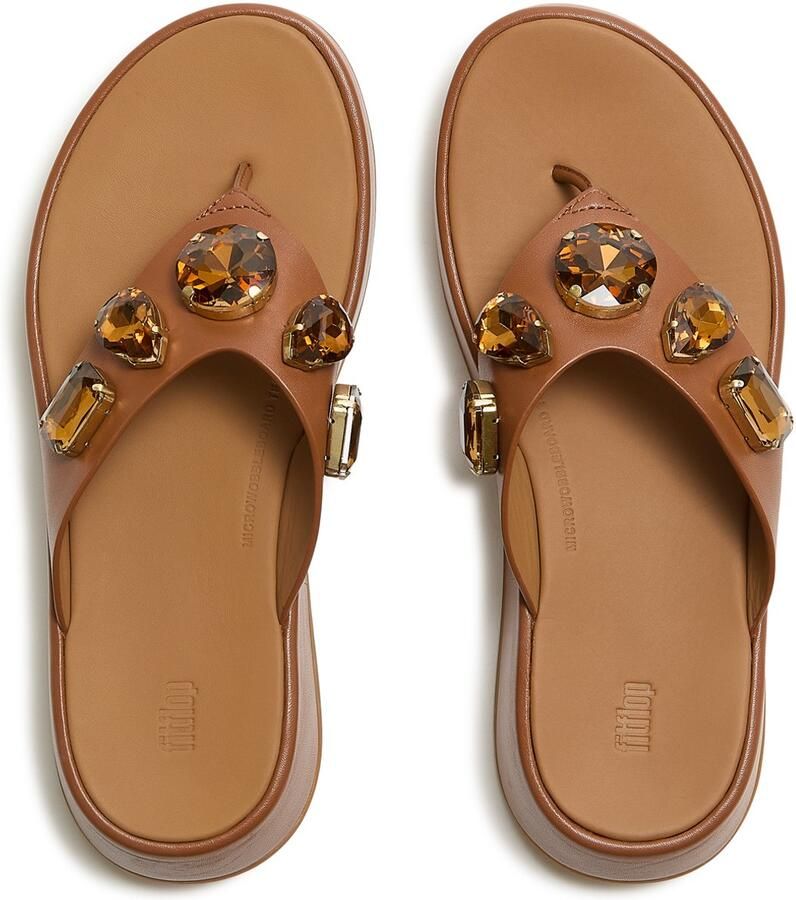 FitFlop F-Mode Ultra-Jewel Leather Toe-Post Sandals BRUIN - Foto 2