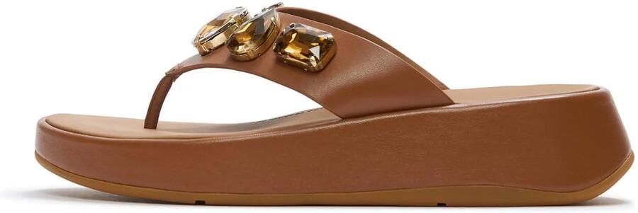 FitFlop F-Mode Ultra-Jewel Leather Toe-Post Sandals BRUIN - Foto 2