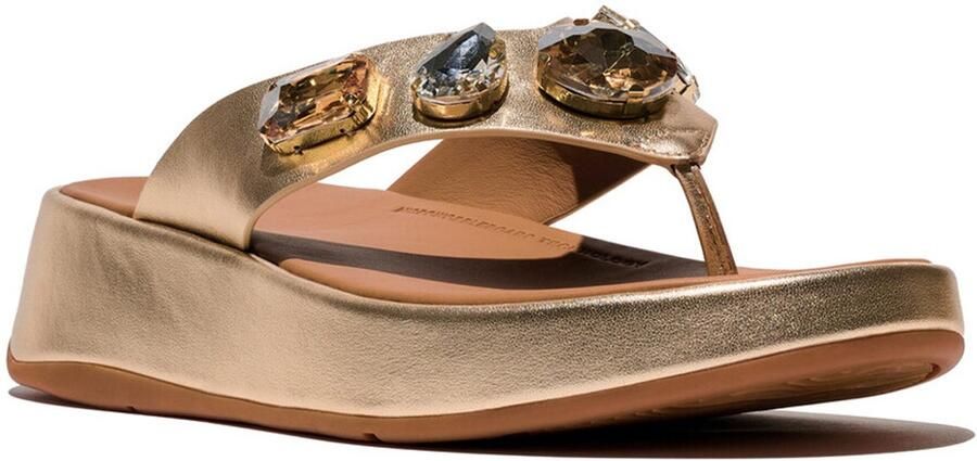 FitFlop F-Mode Ultra-Jewel Leather Toe-Post Sandals