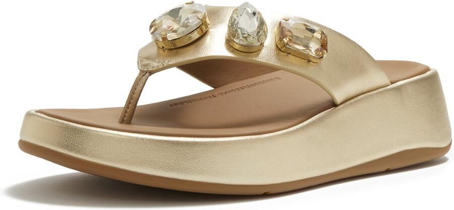 FitFlop F-Mode Ultra-Jewel Leather Toe-Post Sandals