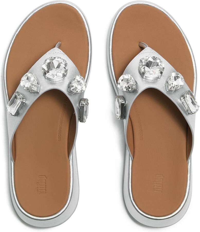 FitFlop F-Mode Ultra-Jewel Leather Toe-Post Sandals ZILVER - Foto 2