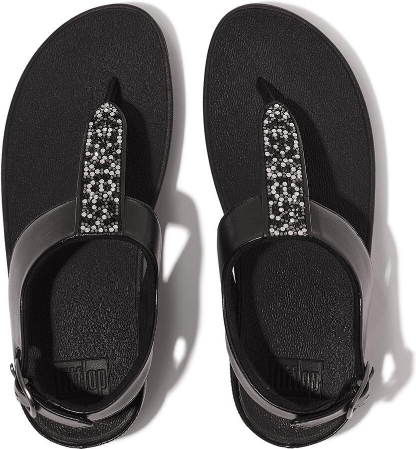 FitFlop Fino Crystal-Mix T-Strap Sandals ZWART