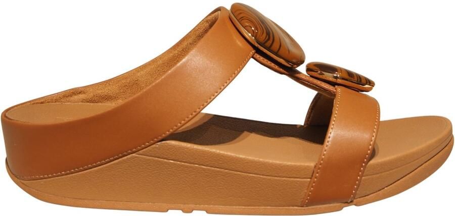 FitFlop Fino Marbled Stone H Bar Sandalen Bruin Vrouw