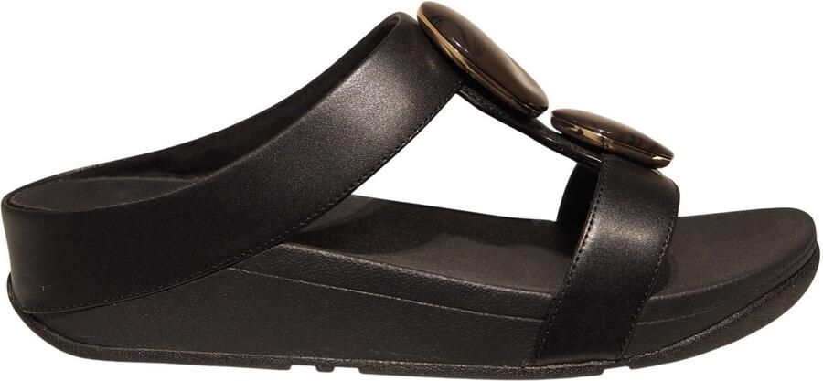 FitFlop Fino Marbled Stone H Bar Sandalen Zwart Vrouw