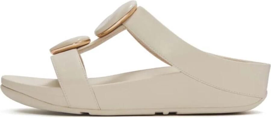 FitFlop Fino Marbled-Stone H-Bar Slides BEIGE