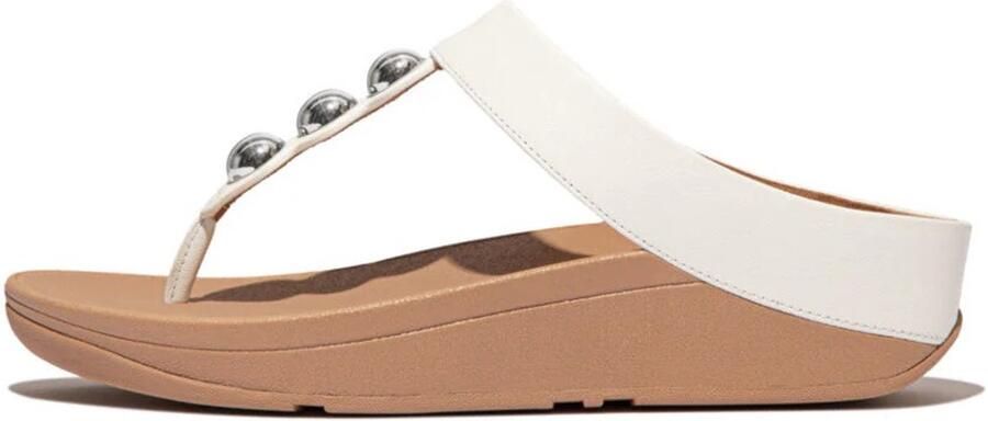 FitFlop Fino Mirror-Dome Leather Toe-Post Sandals OFF-WHITE