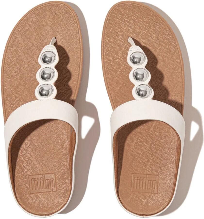 FitFlop Fino Mirror-Dome Leather Toe-Post Sandals OFF-WHITE