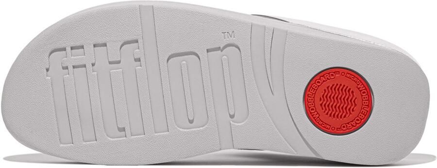 FitFlop Fino Mirror-Dome Metalli Leather Toe-Post Sandals SILVER