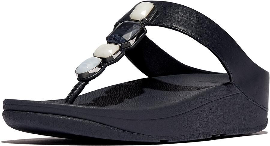 FitFlop Fino Multi-Stone Leather Toe-Post Sandals BLAUW - Foto 2