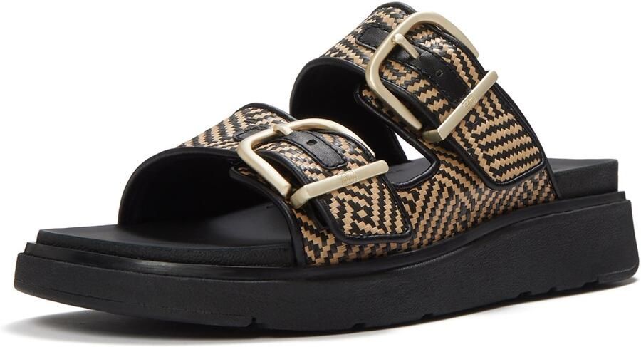 FitFlop Gen-FF Buckle Graphi Weave Two-Bar Slides ZWART