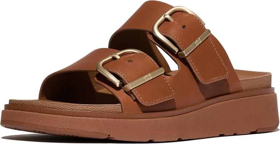 FitFlop Gen-FF Buckle Two-Bar Leather Slides BRUIN